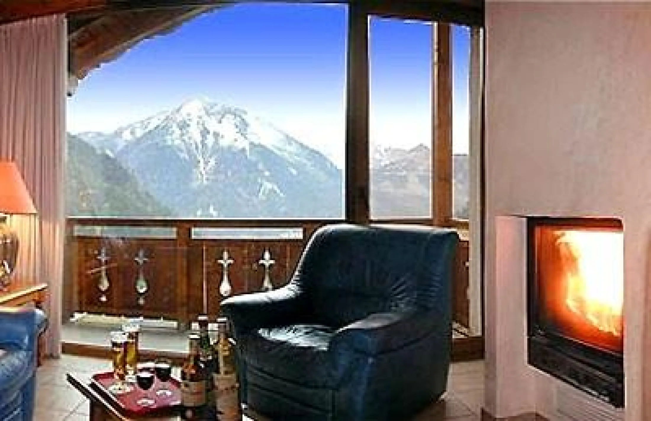 Vue du salon, plein sud, en fin d'hiver