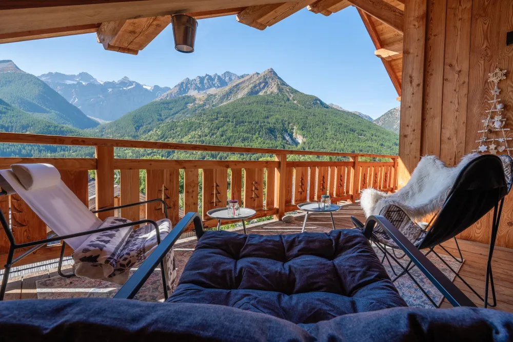 terrasse sud  Chalet Cosy Serre Chevalier le Mélézin