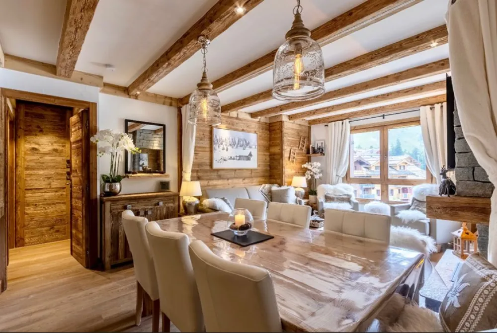 Les arcs 1950, ambiance chalet luxe 5/7pers dans résidence 5* skis aux pieds avec spa