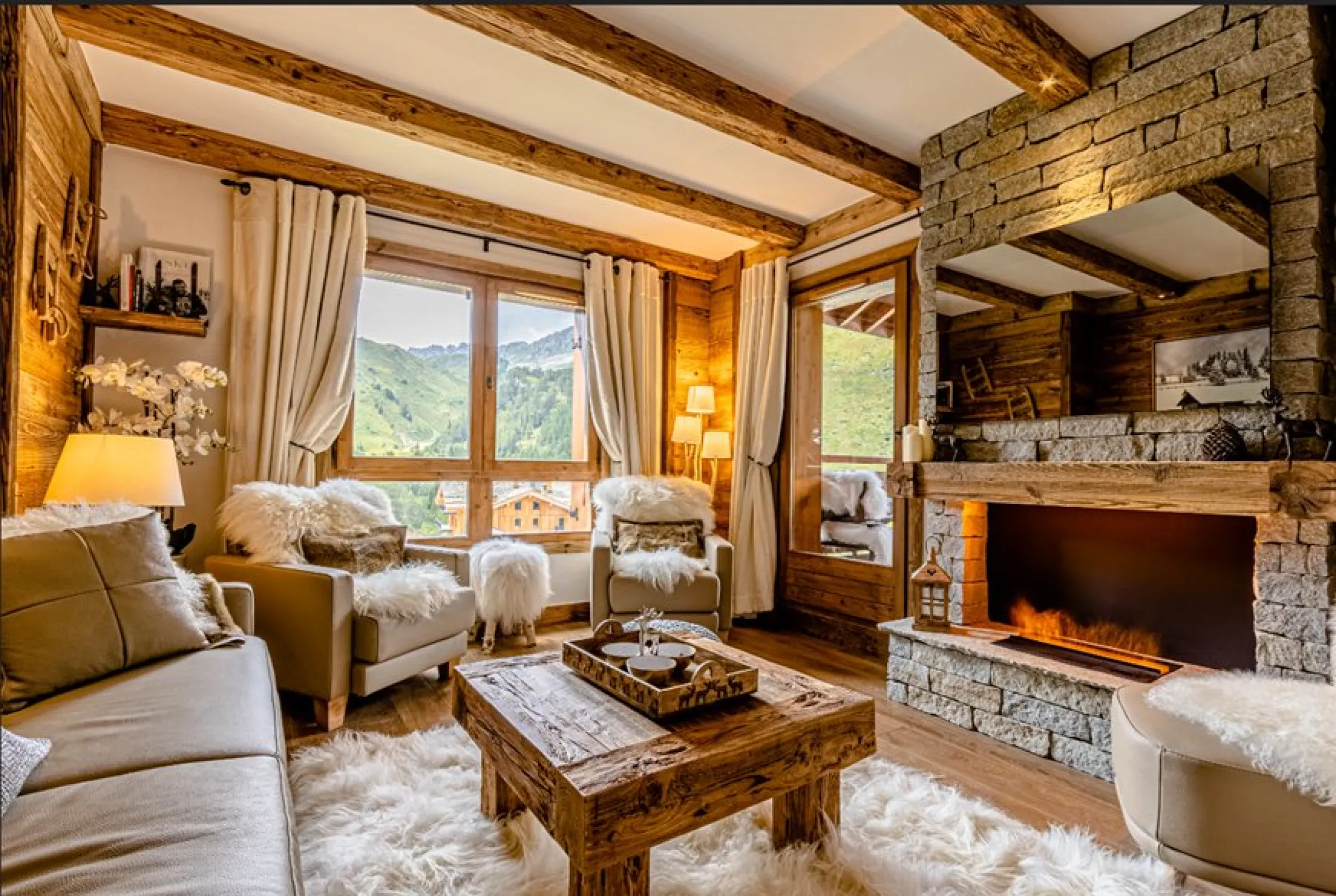 Les arcs 1950, ambiance chalet luxe 5/7pers dans résidence 5* skis aux pieds avec spa