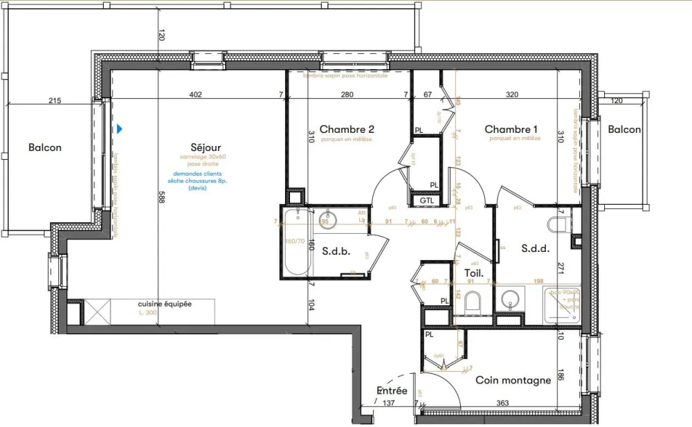 Plan de l'appartement.
