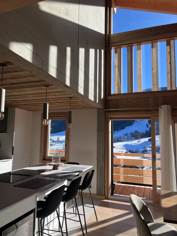 Vue sur le domaine skiable depuis la salle à manger