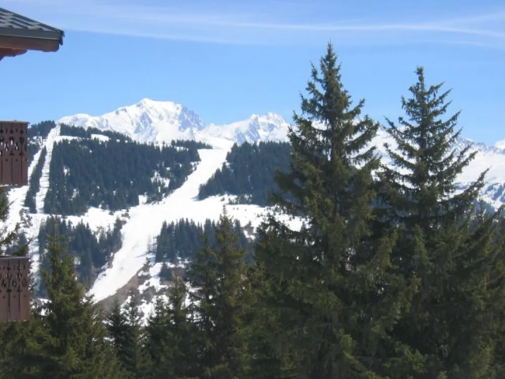 Superbe vue sur le Mont Blanc et sur les pistes de la Legette.
