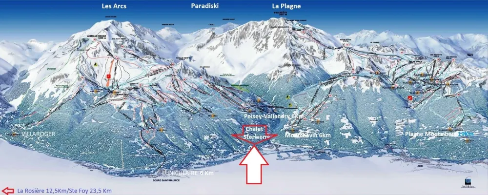 Position du chalet Sterwen sur le plan des pistes