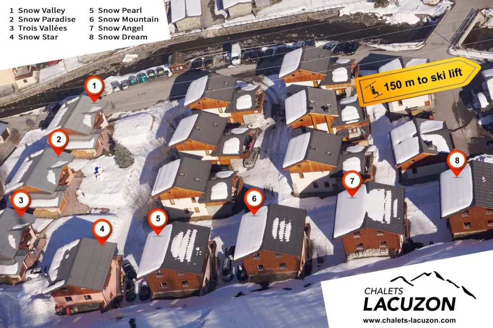 Vue aérienne des chalets Lacuzon