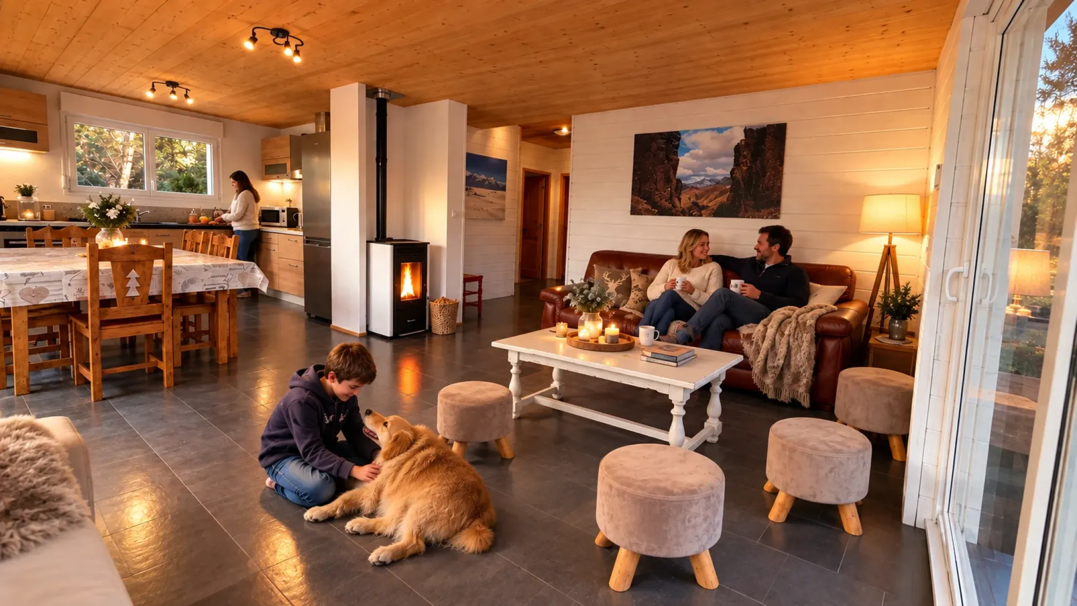 Promo vac toussaint : chalet neuf  spacieux - au calme - sauna - aire/jeux - petanque - belle vue montagne - proche la bresse - gerardmer