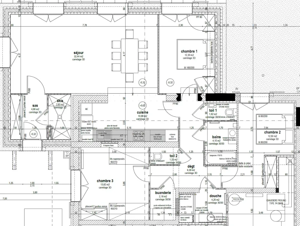 Le plan de l'appartement de La Belette vous permet d'apprécier l'agencement et la surface des pièces .